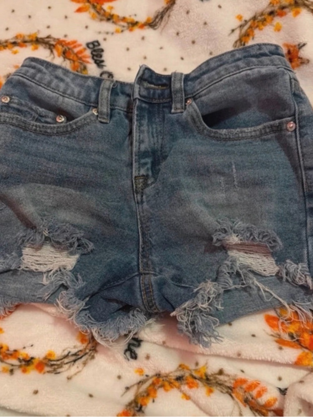 Almost Famous Frayed Light Blue Distressed Jean Shorts